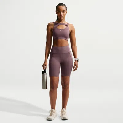 Nike Women's Universa High-waisted 8" Biker Shorts With No Front Seam In Purple