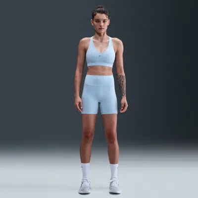 Nike Women's Universa High-waisted 5" Biker Shorts With No Front Seam In Blue