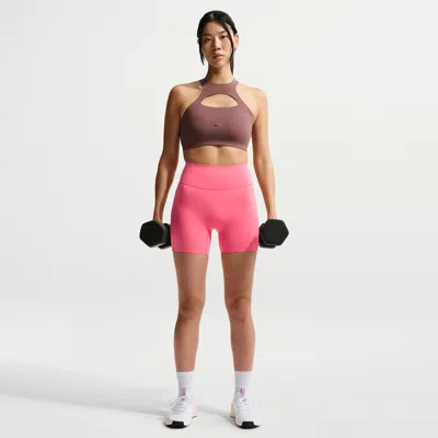 Nike Women's Universa High-waisted 5" Biker Shorts With No Front Seam In Pink
