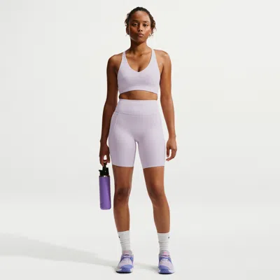 Nike Women's Universa High-waisted 8" Biker Shorts With No Front Seam In Purple