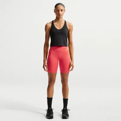 Nike Women's Universa High-waisted 8" Biker Shorts With No Front Seam In Pink