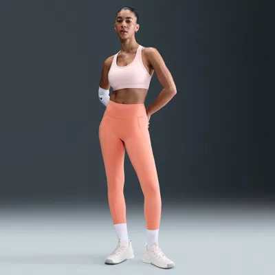 Nike Women's Universa Medium-support High-waisted 7/8 Leggings With Pockets In Orange