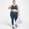 Nike Women's Universa Medium-support High-waisted 7/8 Leggings With Pockets (plus Size) In Blue