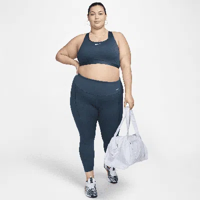 Nike Women's Universa Medium-support High-waisted 7/8 Leggings With Pockets (plus Size) In Blue