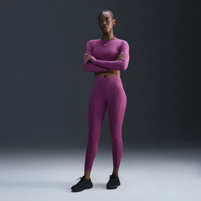 Nike Women's Universa Medium-support High-waisted 7/8 Leggings With Pockets In Purple