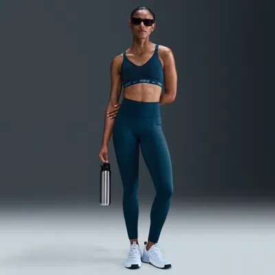 Nike Women's Universa -support High-waisted Full-length Leggings With Pockets In Armory Navy/anthracite/rift Blue 