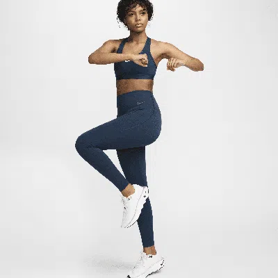 Nike Women's Universa Medium-support High-waisted Full-length Leggings With Pockets In Blue