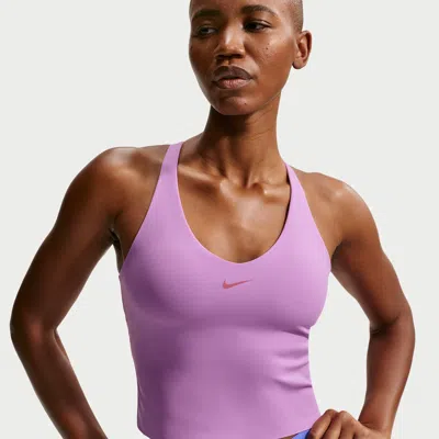 Nike Women's Universa Medium-support Padded Sports Bra Tank Top In Purple