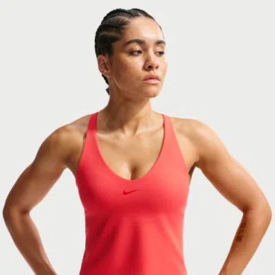 Nike Women's Universa Medium-support Padded Sports Bra Tank Top In Red