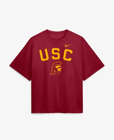 Nike Women's Usc Arch Over Logo Boxy Loose Fit T-shirt In Cardinal