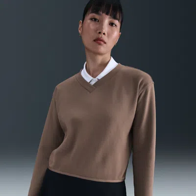 Nike Women's V-neck Long-sleeve Golf Top In Brown