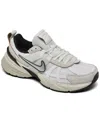 Nike Mesh V2k Run Low Top Sneakers With Metallic Faux Leather Tri In White,chrome