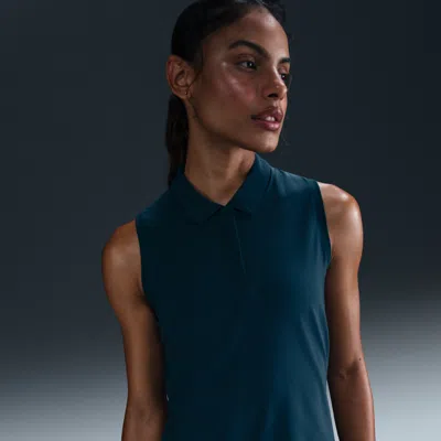 Nike Women's Victory Dri-fit Sleeveless Polo In Armory Navy/white