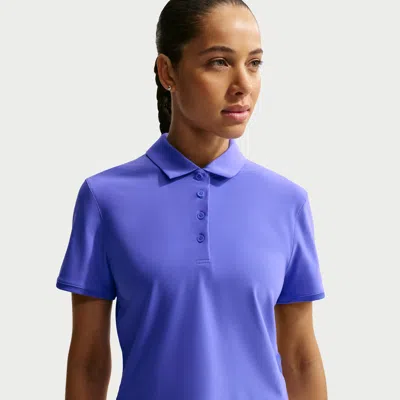 Nike Women's Victory Dri-fit Short-sleeve Cropped Golf Polo In Blue