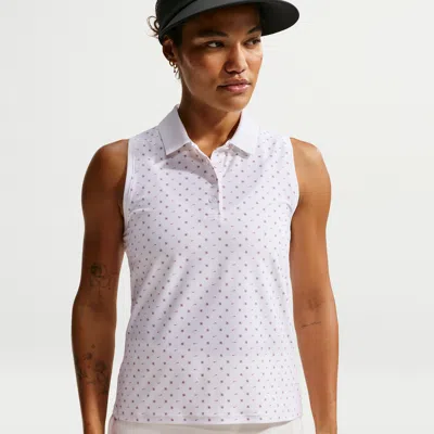 Nike Women's Victory Dri-fit Sleeveless Printed Golf Polo In Gray