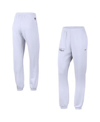 Nike Women's Violet Golden State Valkyries Studio Cuffed Fleece Sweatpants In White