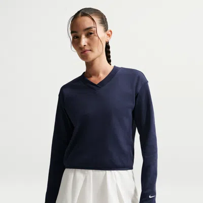 Nike Women's V-neck Long-sleeve Golf Top In Blue