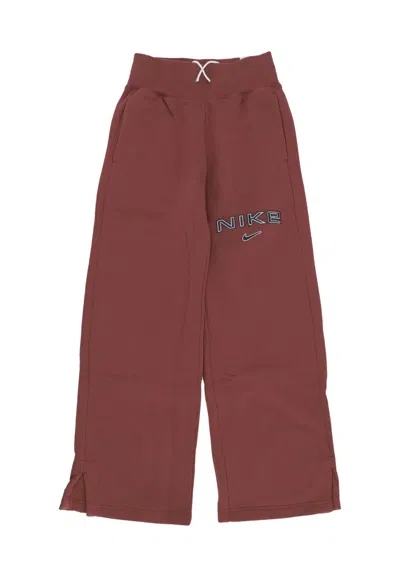 Nike Women's W Sportswear Phoenix Fleece High-rise Logo Pant Red Sepia In Brown
