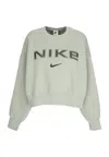 Nike Women's W Sportswear Phoenix Fleece Oversized Crewneck Jade Horizon Logo/lt Orewood Brn/sequoia In Gray