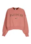Nike Women's W Sportswear Phoenix Fleece Oversized Logo Crewneck Canyon Pink/lt Orewood Brn/red Sepia