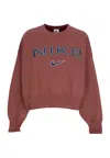 Nike Women's W Sportswear Phoenix Fleece Oversized Logo Crewneck Red Sepia/platinum Violet/armory Navy
