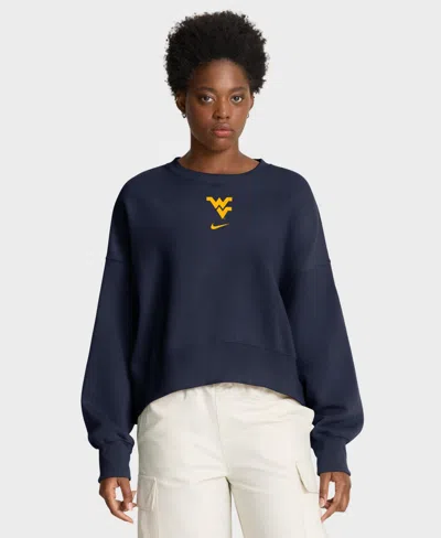 Nike Women's West Virginia Mountaineers Phoenix Oversized Dropped-shoulder Sweatshirt In Blue