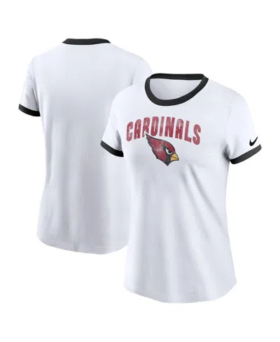 Nike Women's White Arizona Cardinals Rewind Ringer Tri-blend T-shirt