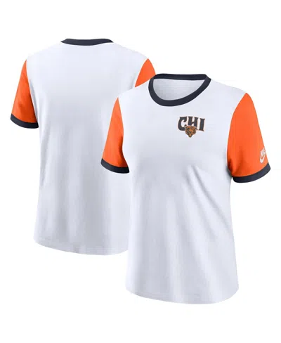 Nike Women's White Chicago Bears Rewind Ringer Tri-blend T-shirt