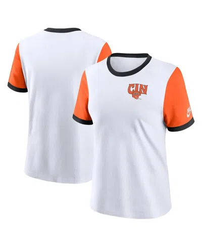 Nike Women's White Cincinnati Bengals Rewind Ringer Tri-blend T-shirt