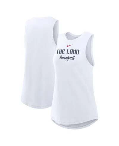 Nike Women's White Cleveland Guardians City Connect Tricode High Neck Performance Tank Top
