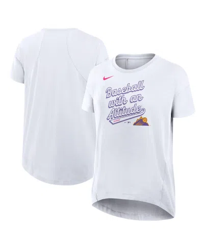 NIKE WOMEN'S WHITE COLORADO ROCKIES 2025 CITY CONNECT FLOWY FASHION TRI-BLEND PERFORMANCE T-SHIRT