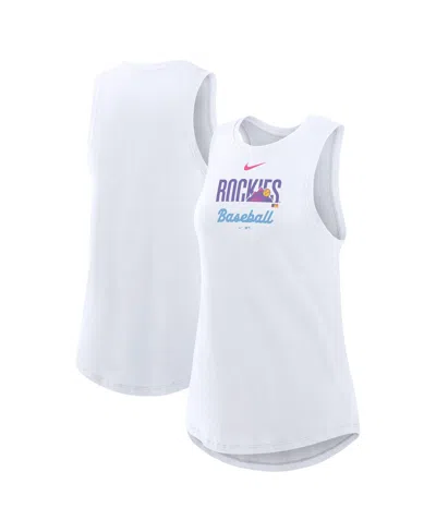 NIKE WOMEN'S WHITE COLORADO ROCKIES 2025 CITY CONNECT TRI-CODE HIGH NECK PERFORMANCE TANK TOP