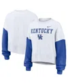 Nike Women's White Kentucky Wildcats Color-block Oversized Cropped Pullover Sweatshirt In White