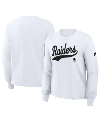 Nike Women's White Las Vegas Raiders Long Sleeve Boxy T-shirt
