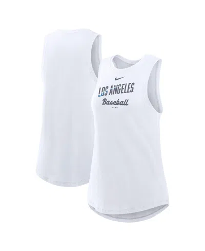 Nike Women's White Los Angeles Dodgers City Connect Tricode High Neck Performance Tank Top