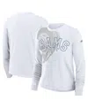 Nike Women's White Los Angeles Rams Layered Logo Cropped Long Sleeve Fashion T-shirt In White
