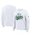 Nike Women's White Miami Dolphins Essential Long Sleeve Boxy T-shirt