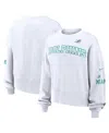 Nike Women's White Miami Dolphins Oversized Long Sleeve Cropped Sweatshirt In White