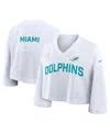 Nike Women's White Miami Dolphins Primetime Cropped Mesh Dri-fit Fashion Jersey In White