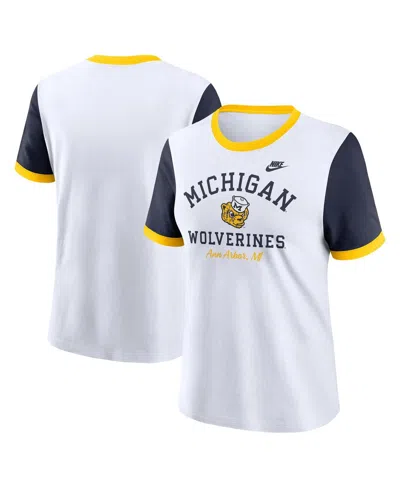 Nike Women's White Michigan Wolverines Legacy Fundamental Expression Tri-blend T-shirt