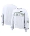 Nike Women's White New York Jets Oversized Long Sleeve Cropped Sweatshirt In White