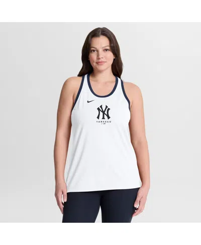 Nike Women's White New York Yankees Tri-blend Dri-fit Racerback Tank Top