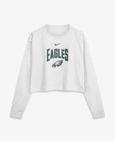 Nike Women's White Philadelphia Eagles Loose Fit Crop Top