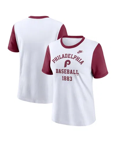 Nike Women's White Philadelphia Phillies Tri-blend Cooperstown Logo T-shirt