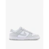 NIKE NIKE WOMENS WHITE PHOTON DUST WHITE DUNK LOW LEATHER LOW-TOP TRAINERS