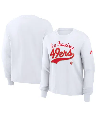Nike White San Francisco 49ers Long Sleeve Boxy T-shirt