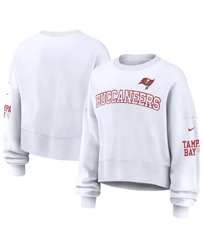Nike Women's White Tampa Bay Buccaneers Oversized Long Sleeve Cropped Sweatshirt
