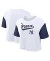 Nike Women's White/navy New York Yankees Script Cropped Performance T-shirt In White,navy