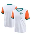 Nike Women's White/orange Miami Dolphins Rewind Ringer T-shirt In White,orange