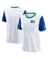 Nike Women's White/royal Seattle Seahawks Rewind Ringer T-shirt In White,royal